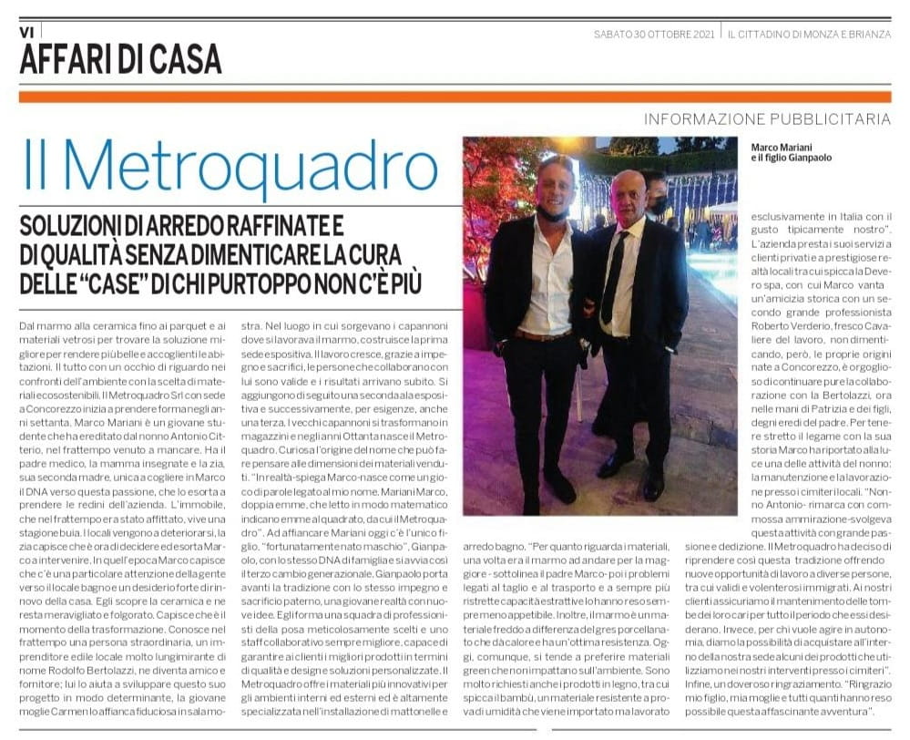 Articolo di Marco Mariani Articolo presentazione Il Metroquadro di Marco Mariani